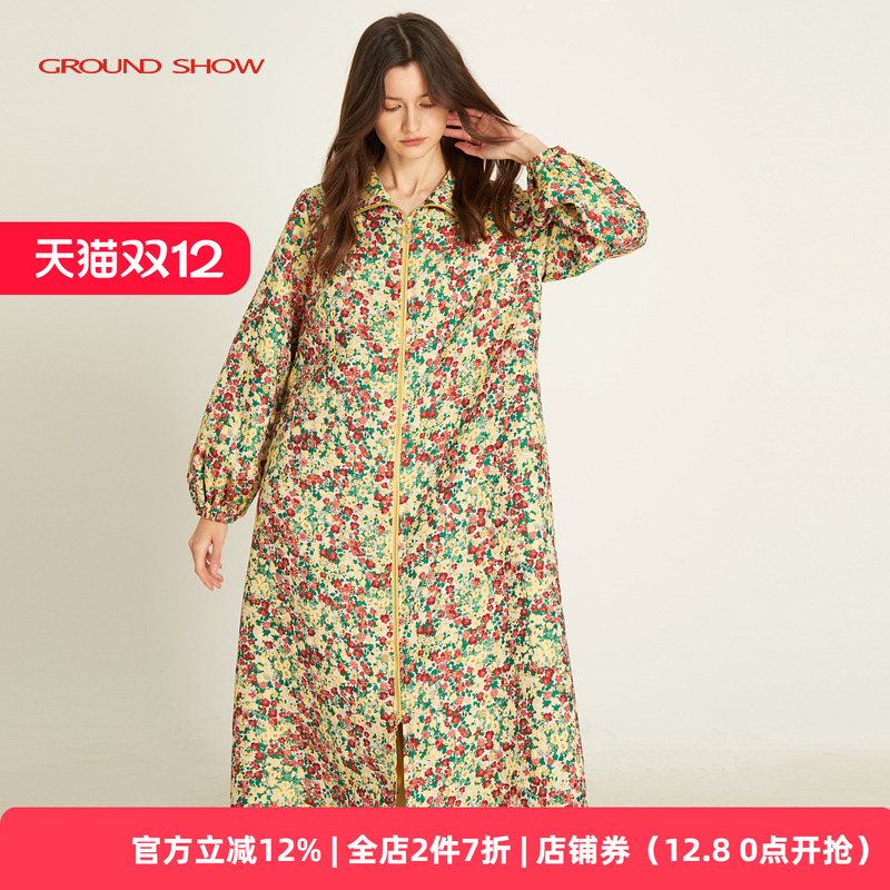 长款外套阁兰秀碎花减龄