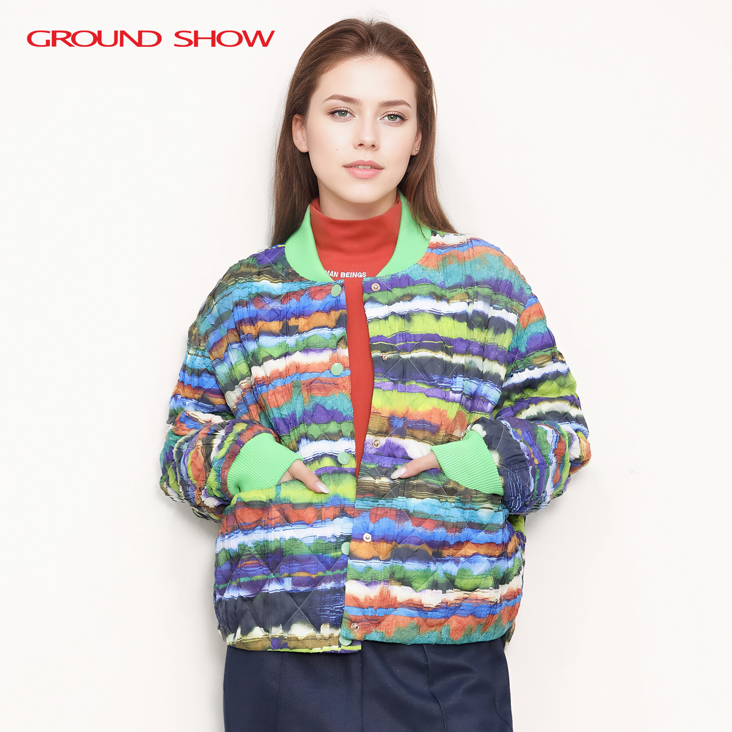 阁兰秀渐变色短款棉服