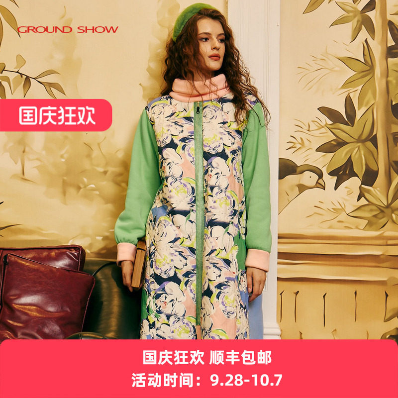 【商场同款】阁兰秀秋冬新品小清新棉服外套圆领保暖棉衣女装