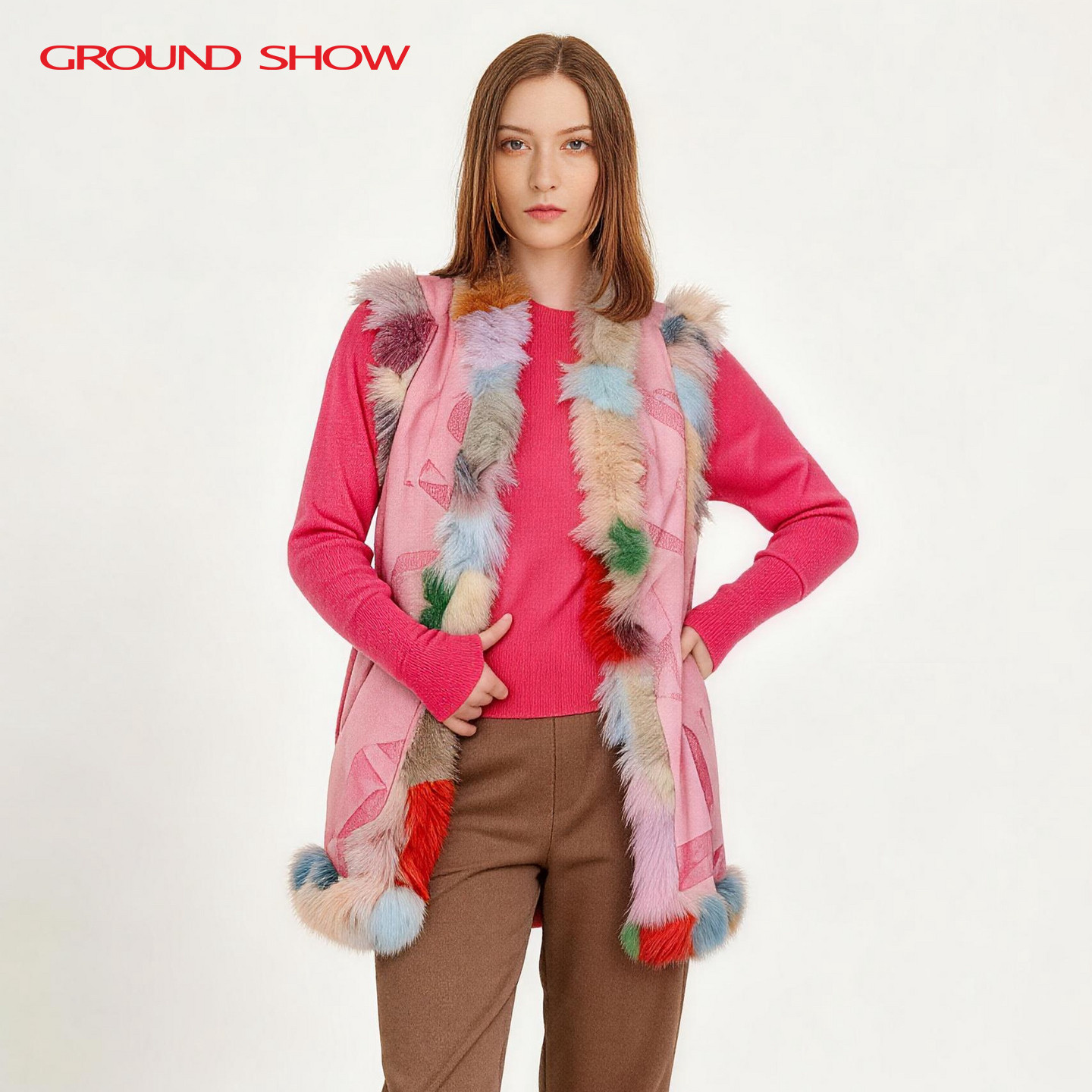 【商场同款】阁兰秀2025年秋冬新款羊皮革马夹保暖外套时尚女装