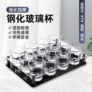 商用钢化玻璃杯啤酒杯ktv专用八角酒杯家用杯子杯架套装 定制logo