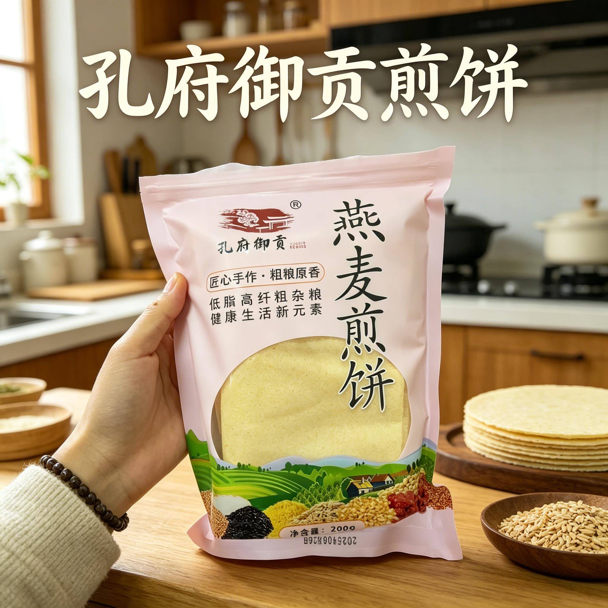 孔府御贡煎饼正宗山东煎饼杂粮黑米小米红枣荞麦即食学生常温杂粮