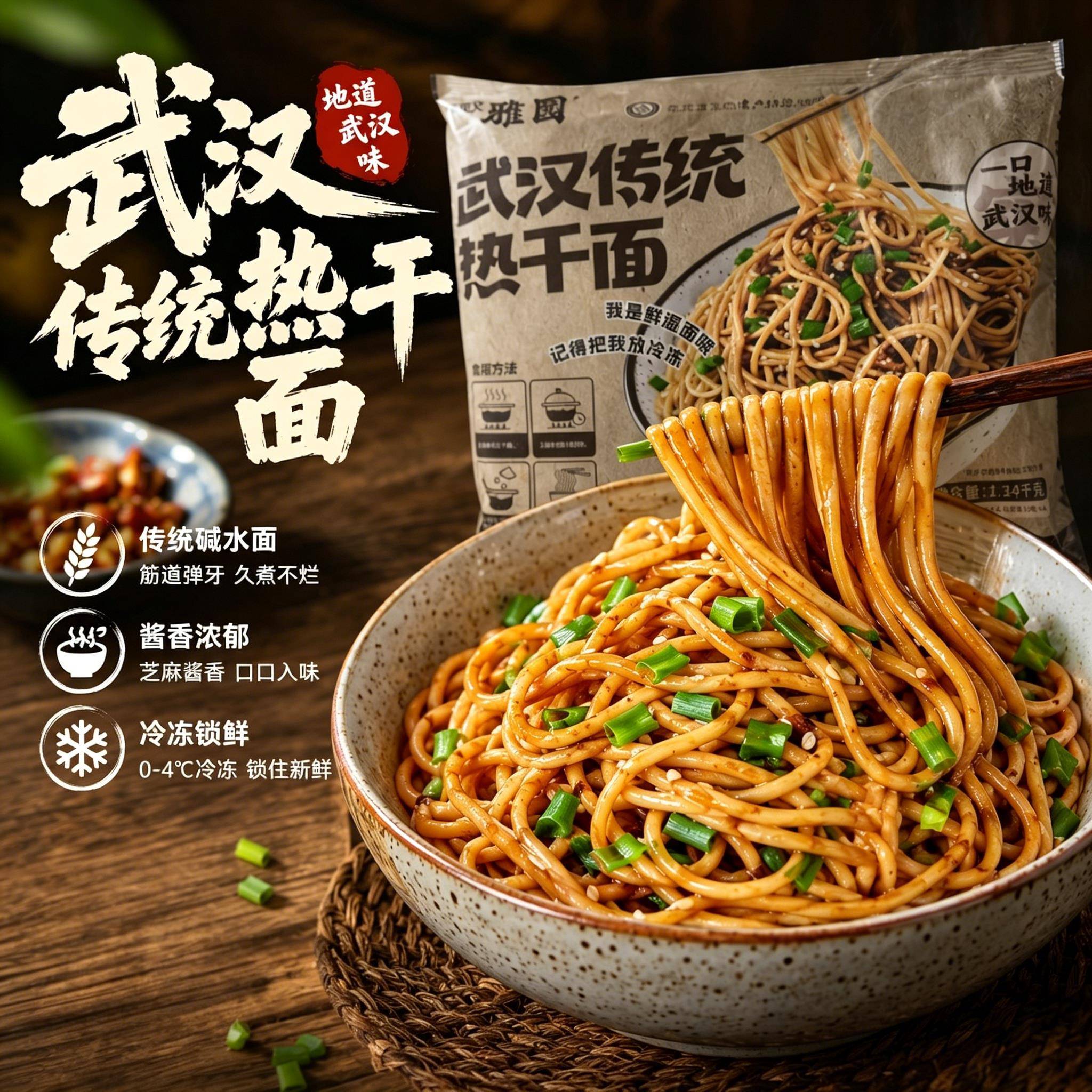 雅园热干面湖北特产雅园食汇热干面鲜碱面老武汉风味包邮正宗过早