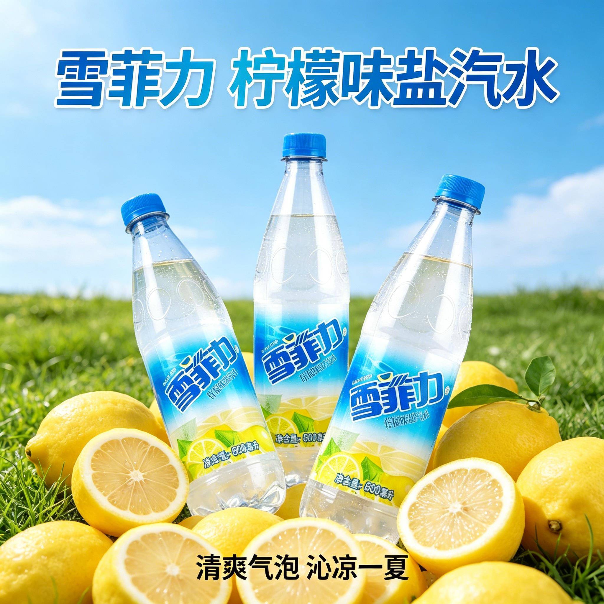 雪菲力盐汽水柠檬味汽水饮料碳酸整箱夏日清凉运动补水饮料