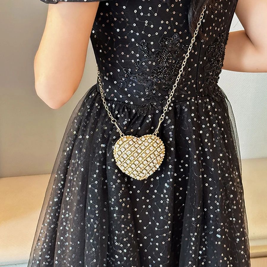 Luxury Full Diamond Banquet Bag for Women Fashion Heart shap