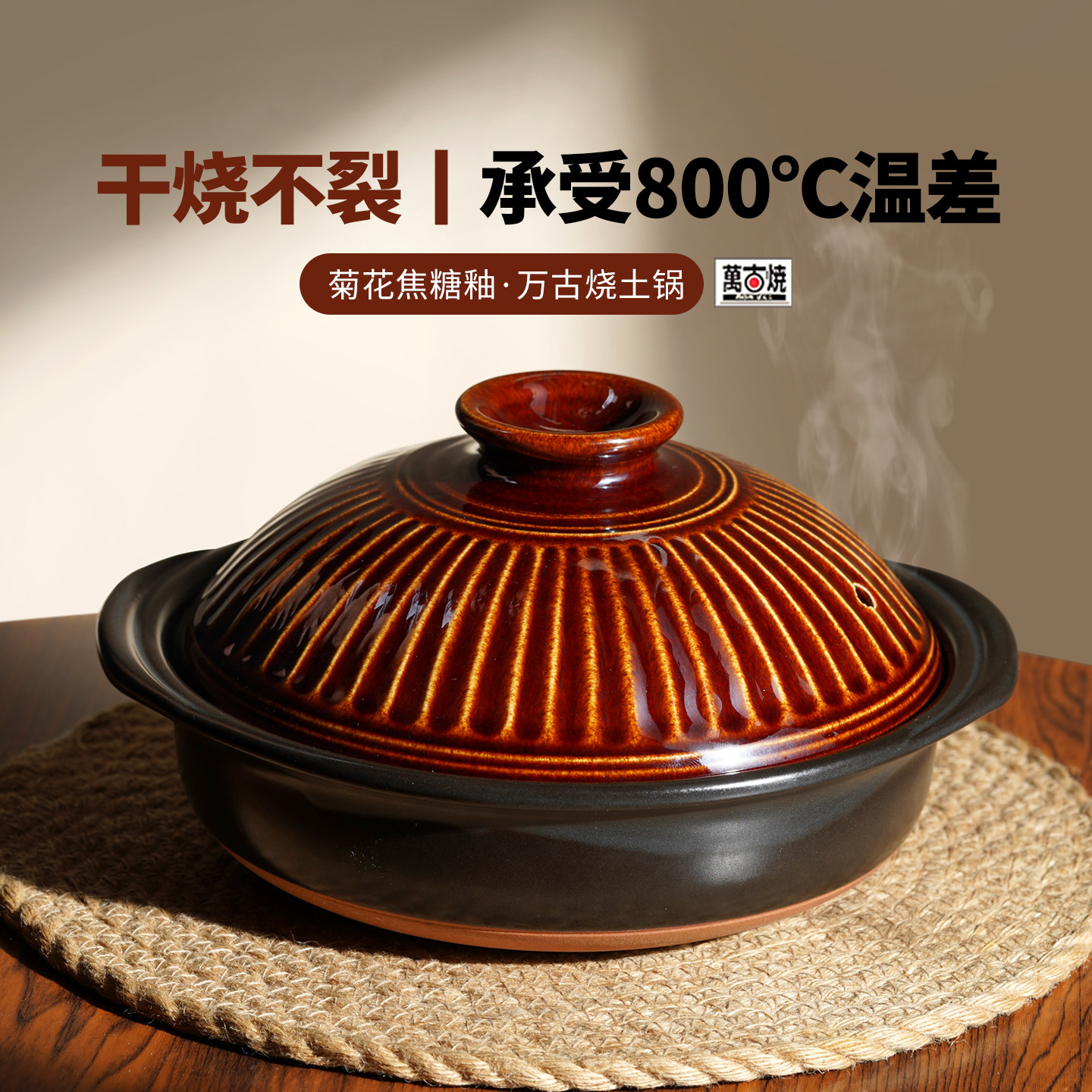 日本原装进口万古烧陶土砂锅家用耐高温干烧不裂煲仔饭煲汤一人食