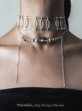 奇虚乐Chicxūlab 利比亚陨石玻璃 宝珠素银项链