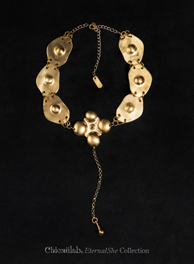 奇虚乐Chicxūlab 宛丘Glade 捷克陨石玻璃镶嵌 黄铜项链