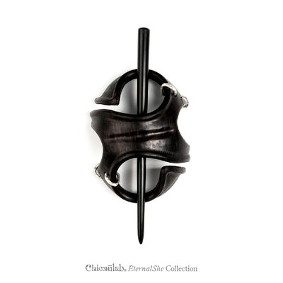 奇虚乐Chicxūlab 夜白Night-White 黑檀银环发冠发簪