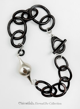 奇虚乐Chicxūlab 谷神Ceres 素银吊坠 纯手工黑檀木雕项链