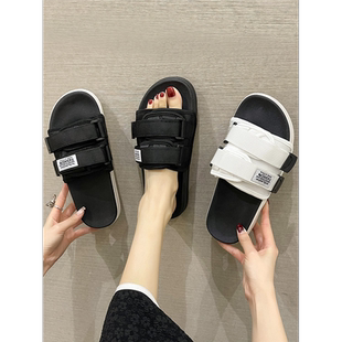 拖鞋女夏一字拖女外穿沙滩海边防滑厚底2024情侣款韩版男女ins潮