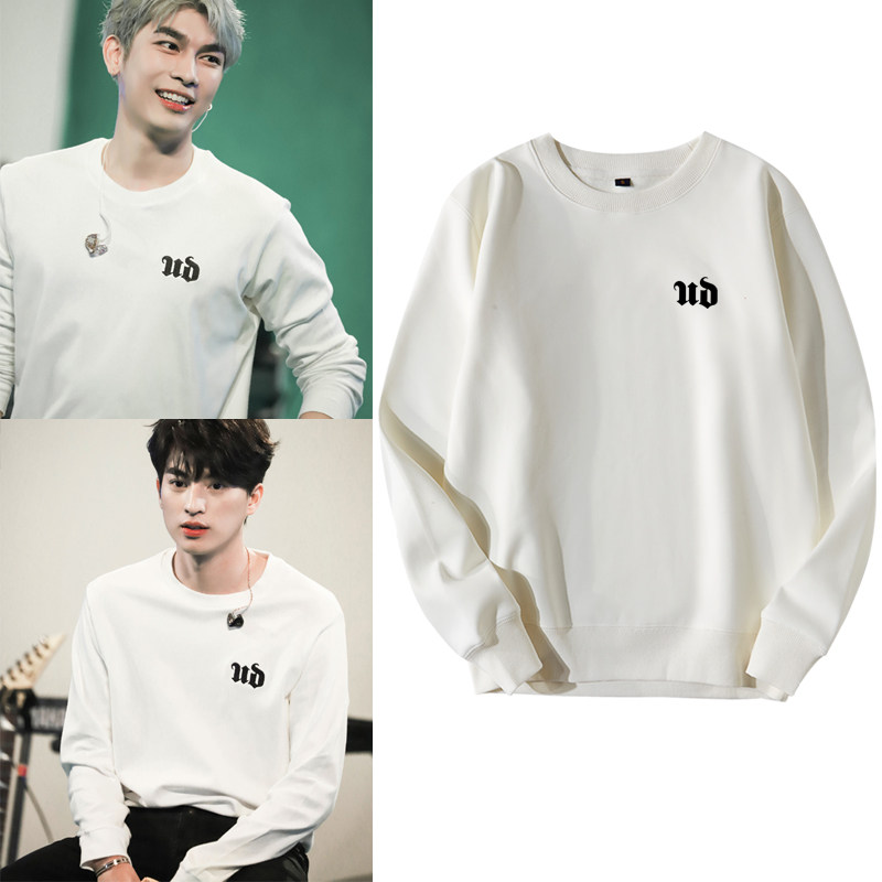 泰国泰星mewgulf缪苏帕糕卡娜周边同款卫衣女白色圆领上衣服外套