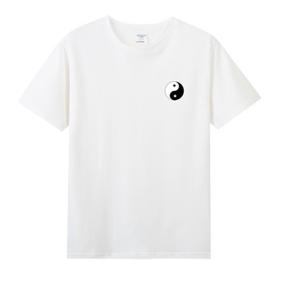太极图案短袖T恤女打太极拳团队演出服男纯棉上衣服装夏季体恤衫