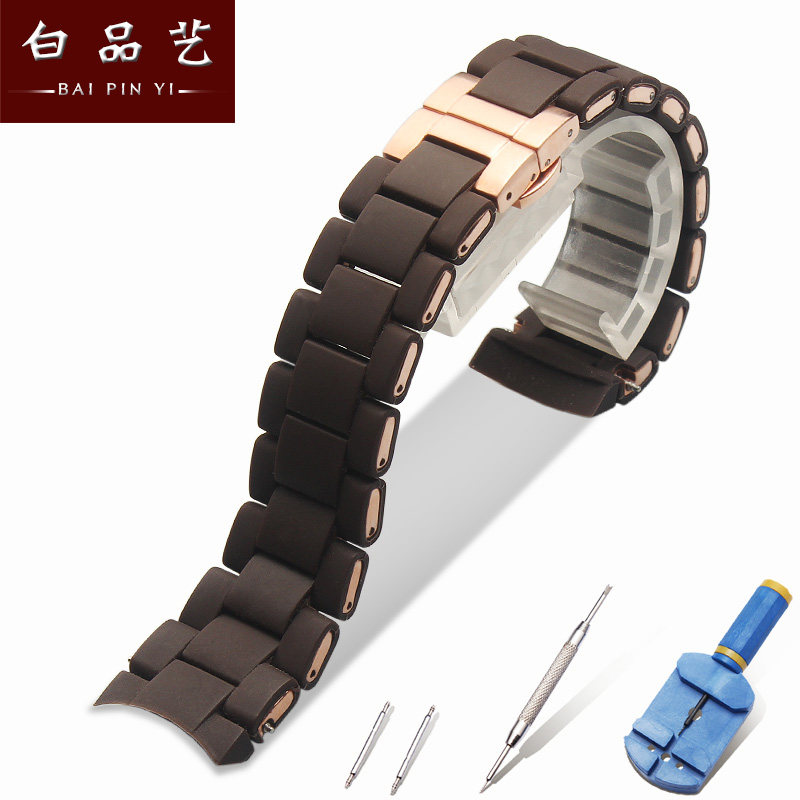 2025新款代用适用于胶包钢表带适配阿玛尼AR5890|5891|5906|5905