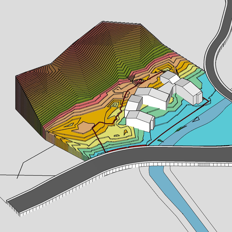SU建模代做高程坡度坡向等分析图制作草图大师代做地形和道路模型
