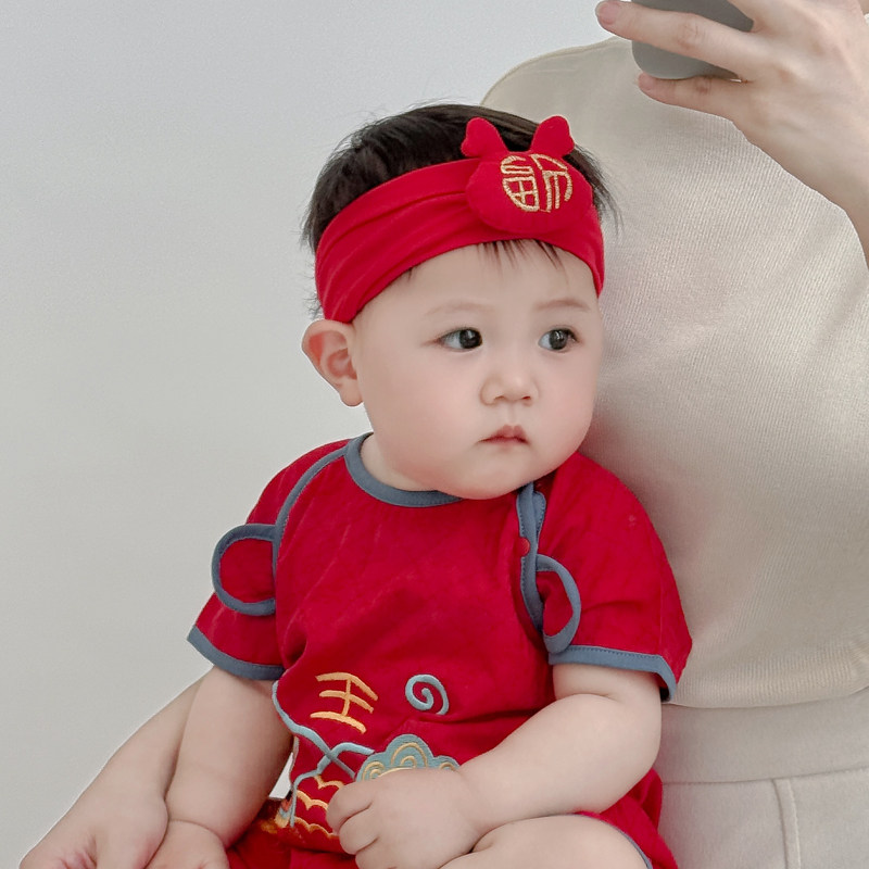 婴儿帽子夏季薄款胎帽婴幼儿新生儿男宝宝发带护囟门女婴红色春夏