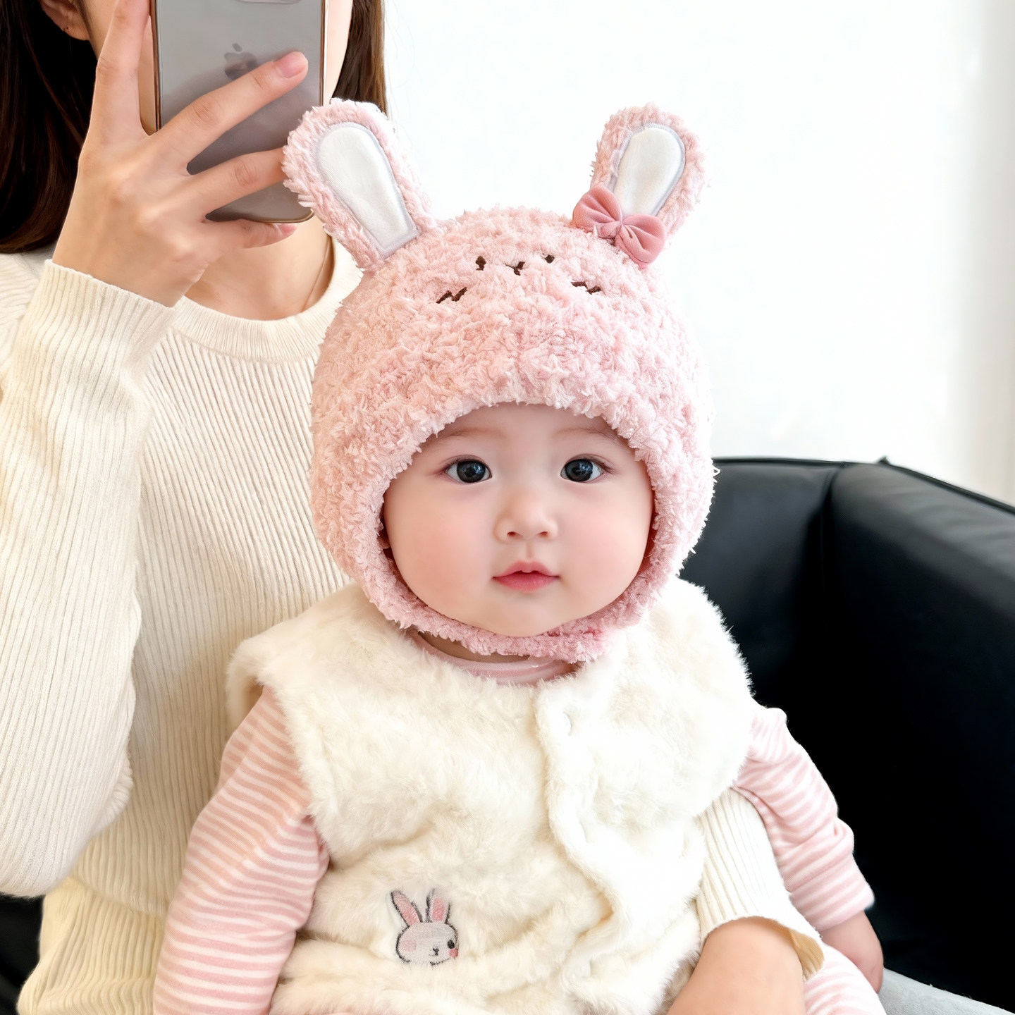 婴儿帽子秋冬季宝宝女毛线帽毛绒帽儿童冬季保暖洋气护耳帽针织帽,童装/婴儿装/亲子装,帽子,淘宝优惠券,粉丝福利购,淘宝优惠卷
