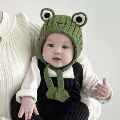 彼彼熊毛线帽加棉内里针织帽