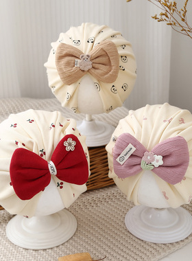 婴儿帽子春秋季宝宝胎帽婴幼儿女护囟门帽印度帽冬季护耳保暖洋气