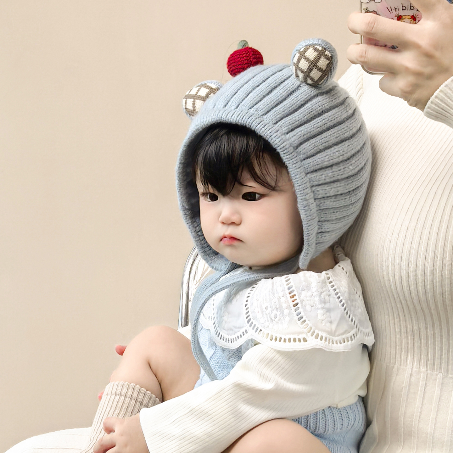 彼彼熊毛线帽针织帽小南瓜可爱萌