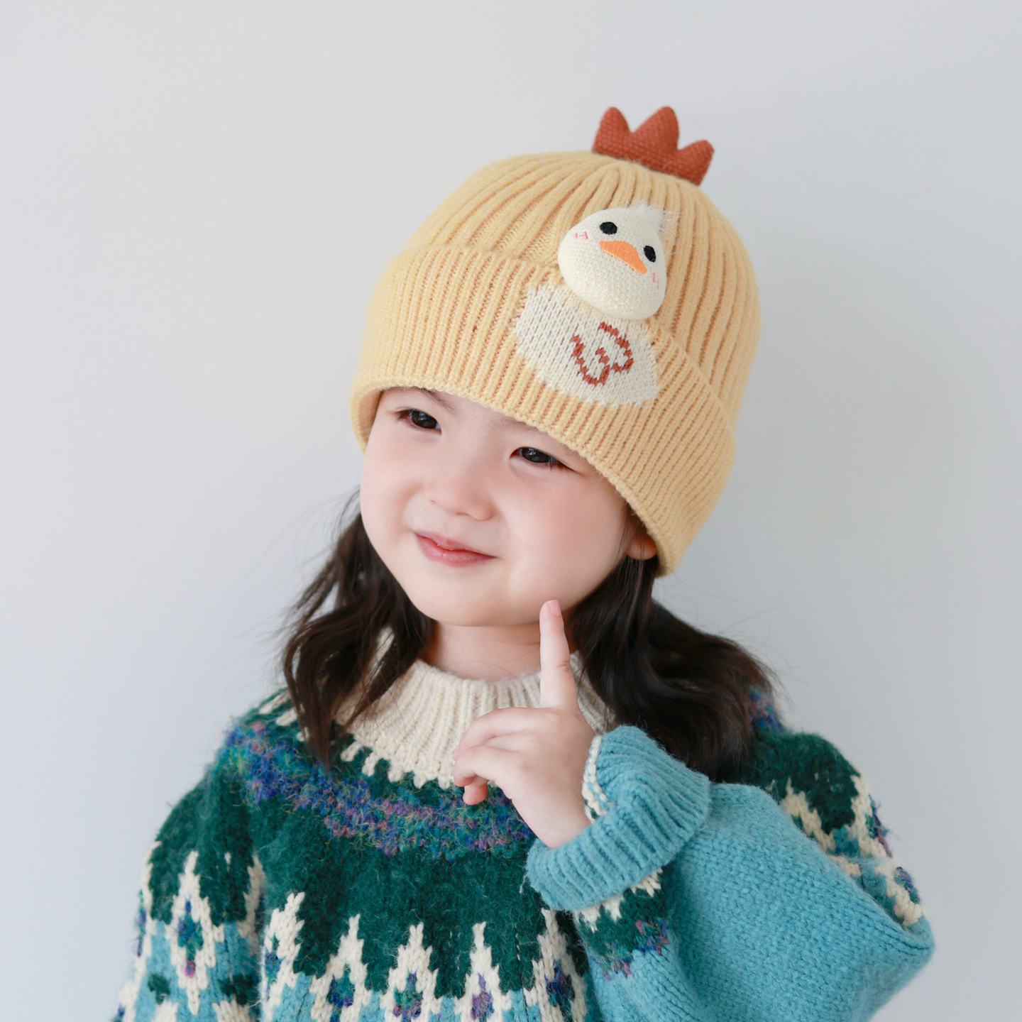 彼彼熊毛线帽针织帽小鸡设计可爱