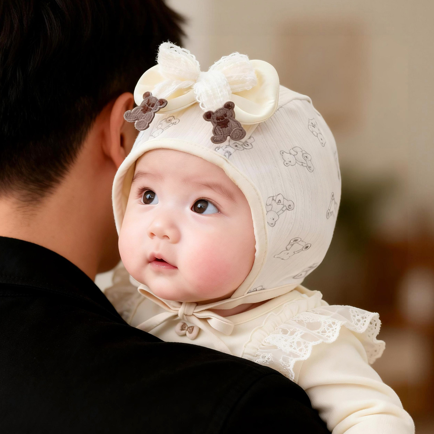 婴儿帽子春秋季薄款宝宝胎帽女婴幼儿护囟门包头帽新款护耳帽外出
