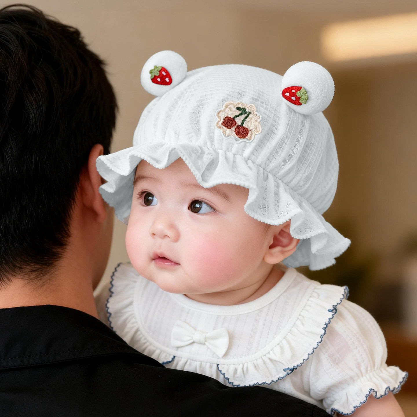 婴儿帽子春秋季薄款宝宝遮阳帽女婴幼儿洋气渔夫帽夏季太阳帽外出