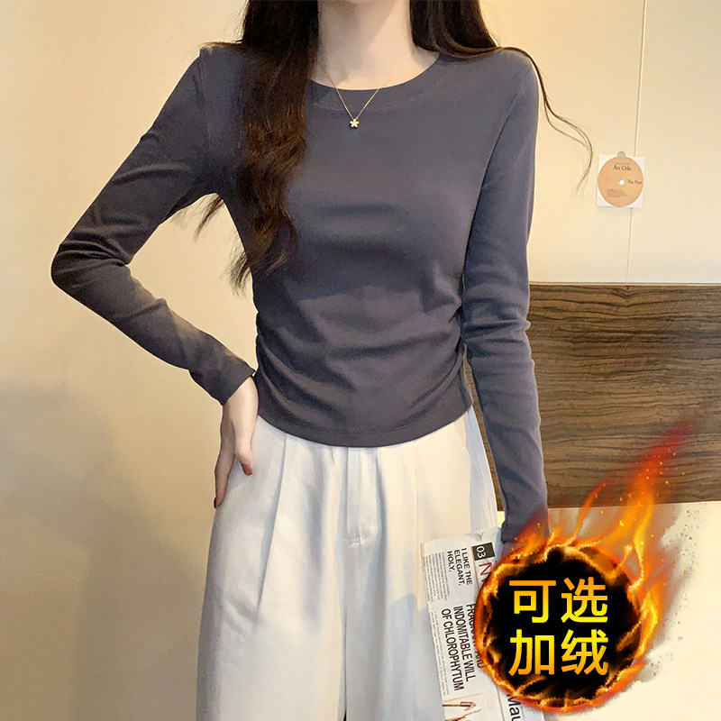 纯棉圆领短款打底衫女内搭2025秋