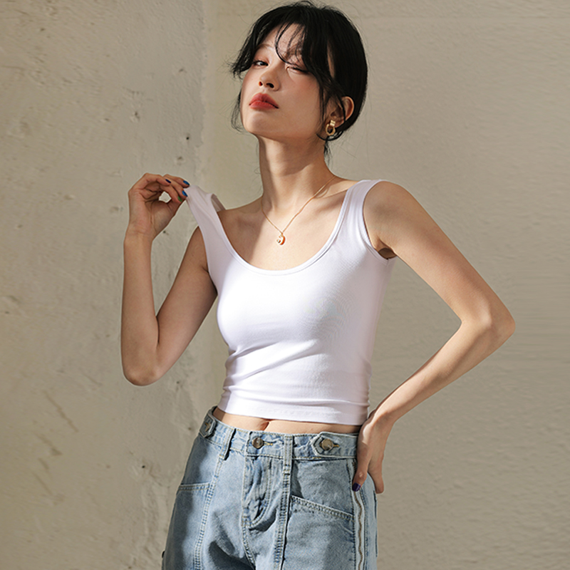 白色吊带小背心女夏2022年新款网红露脐内搭高腰短款无袖外穿上衣