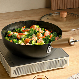 一人食日式 迷你炒菜不沾炒锅小铁锅家用平底蜂窝无涂层不沾电磁炉