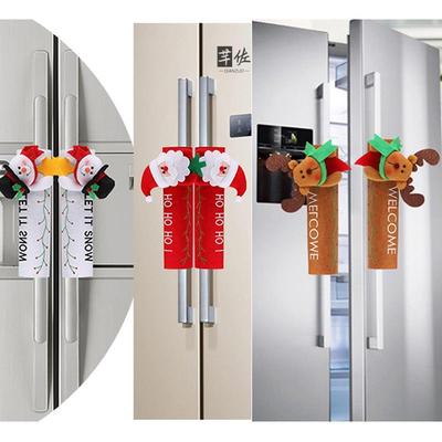 圣诞节装饰品门把手套圣诞老人冰箱把手套节日布置雪人麋鹿绒布套