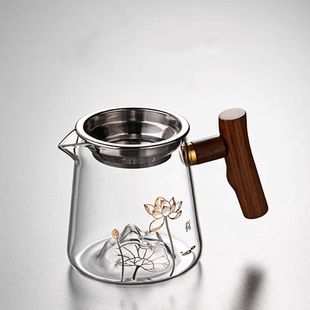 木把公杯茶漏加厚茶海 玻璃公道杯高端分茶器功夫茶具茶滤一体套装