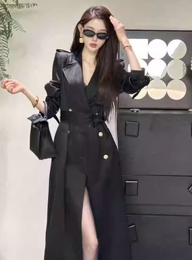 小诺本人高级感风衣外套早秋新款时尚精致轻奢显瘦系带大衣24423