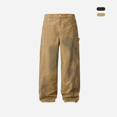 ATHIRI “Remake”解构重制剪裁美式复古水洗沾染宽松工装长裤