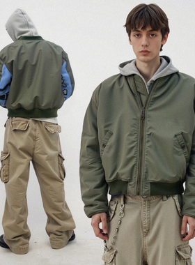 ATHIRI 解构拼接MA1飞行夹克男宽松短款复古外套 重构设计感上衣