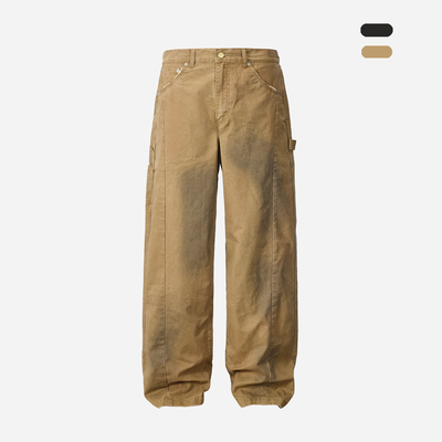 ATHIRI “Remake”解构重制剪裁美式复古水洗沾染宽松工装长裤