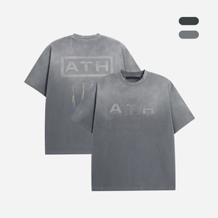 ATHIRI t恤 摇滚乐队印花蜡染渐变褪色VTG单缝线短袖
