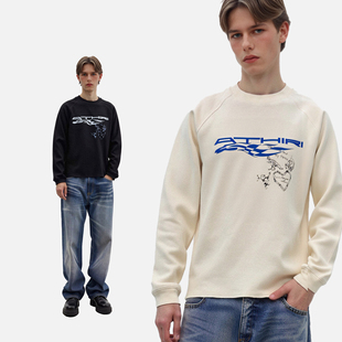 慵懒感T恤男女 复古长袖 ATHIRI 25AW华夫格牛角肩美式