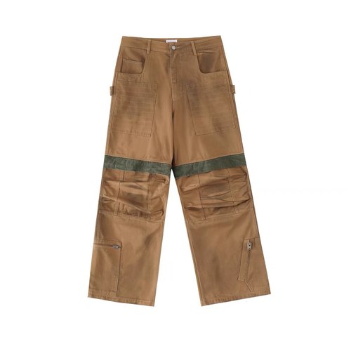 ATHIRI 重工可拆卸拼接短裤油污洗水做旧baggy宽松补丁工装长裤