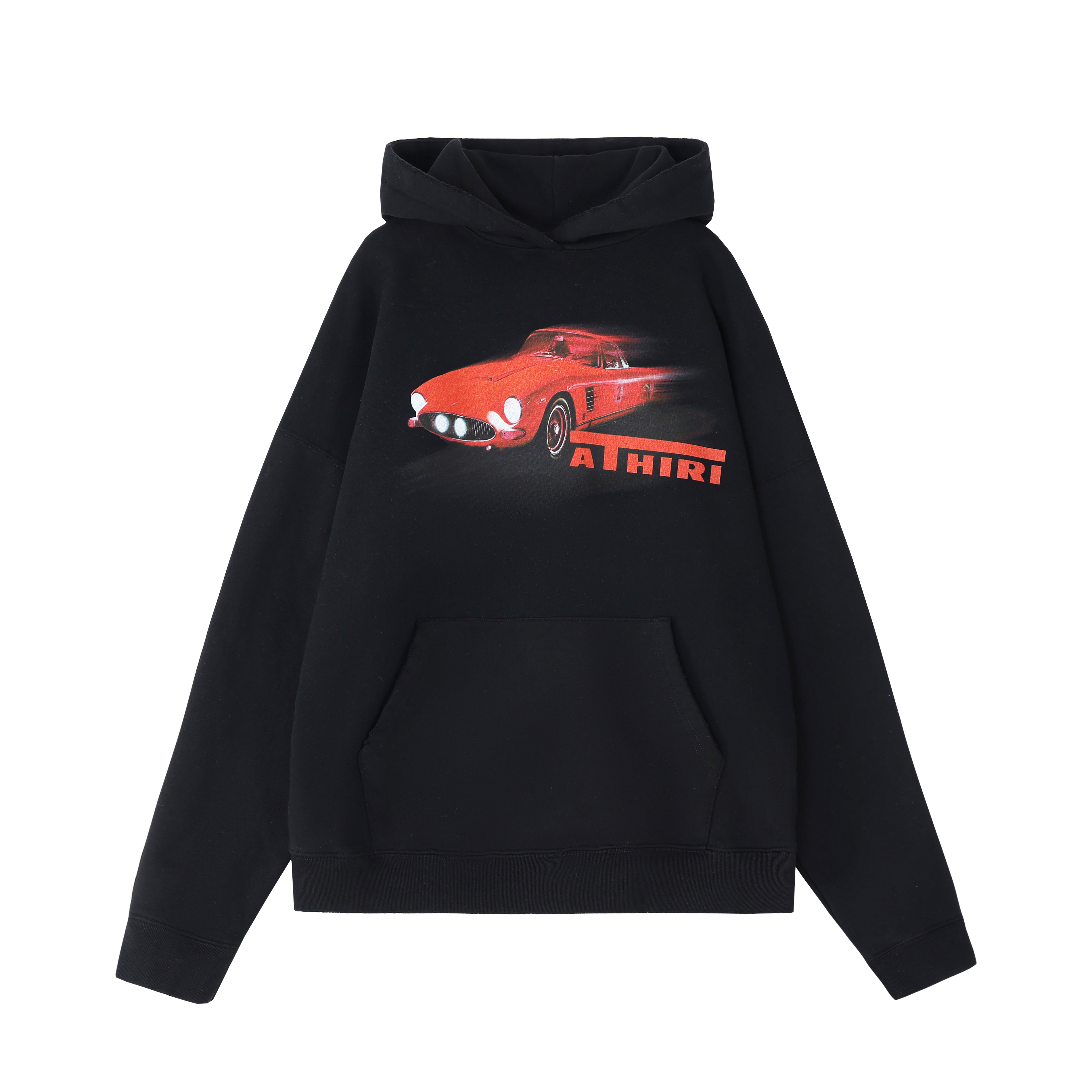 ATHIRI 复古汽车数码印花破坏磨边复古洗水做旧连帽卫衣FOMULA