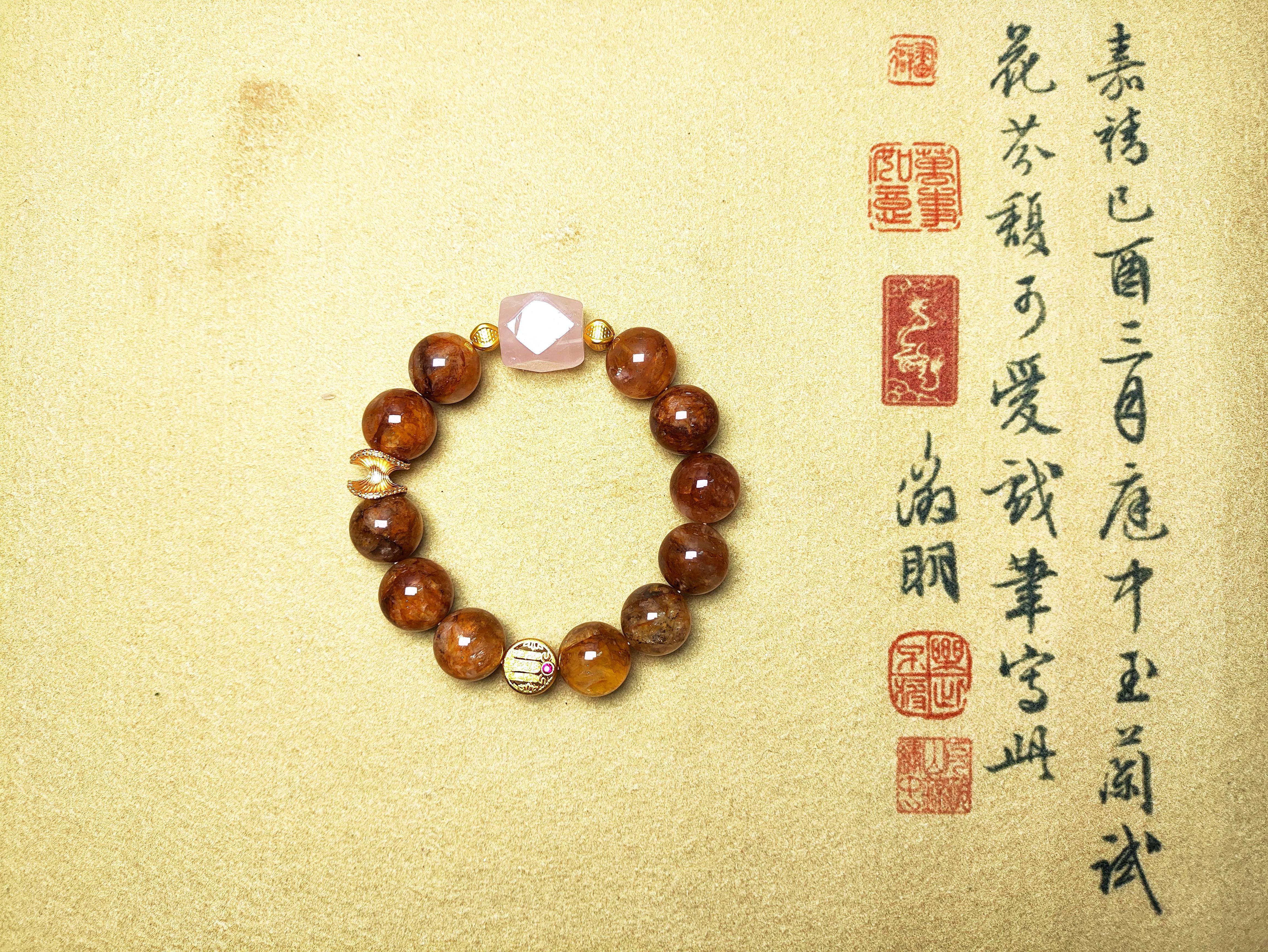 金玉满堂原创设计天然黄胶花粉水晶手链手串小众高级仙女淑女礼物