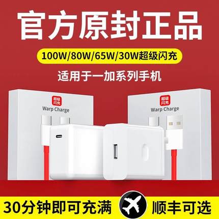 适用一加手机充电器原装11/ace2正品100w80w65w超级闪充头1+ace2v/10九9r八8t七7pro双type-c数据线30w竞速版