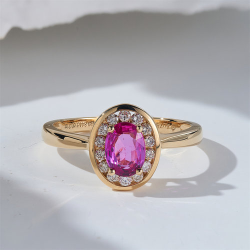 Meluxe美奈【绽放系列】黄18k金镶嵌红宝石戒指气质百搭指环送礼