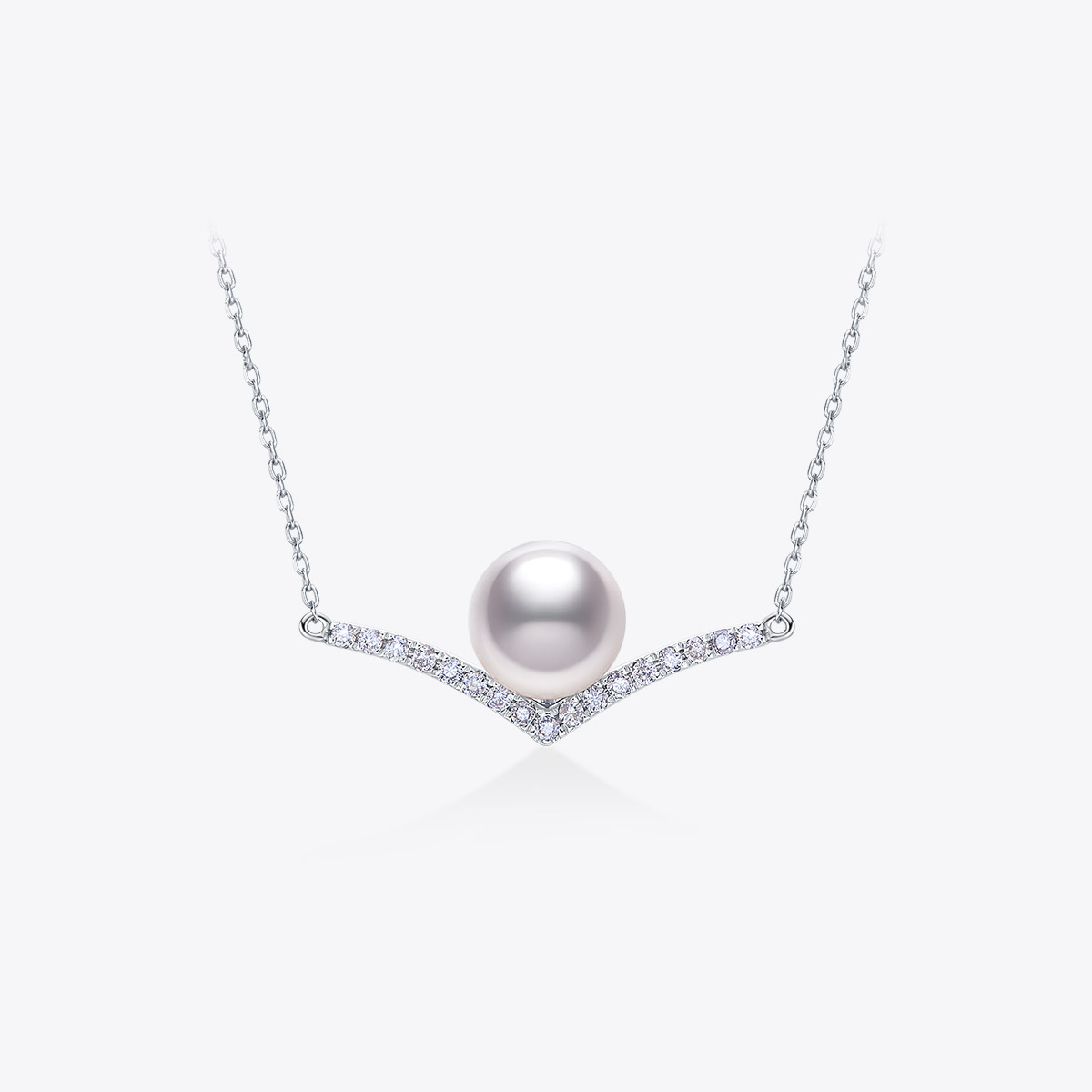 MELUXE白18K金akoya珍珠项链耳钉