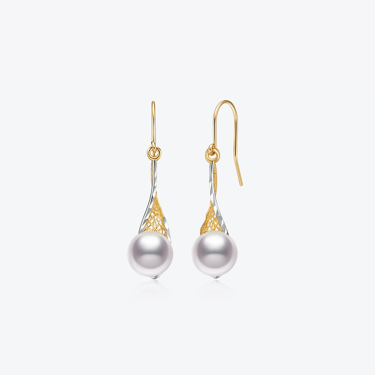 Meluxe美奈【金枝玉叶】18k金akoya海水珍珠耳钩时尚气质耳饰送礼