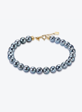 Meluxe美奈小钢炮18K金银灰色akoya海水珍珠手链轻奢时尚手串