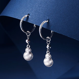 Meluxe美奈 耳环送女友礼物 Pt950铂金耳圈白金素圈葫芦百搭女款