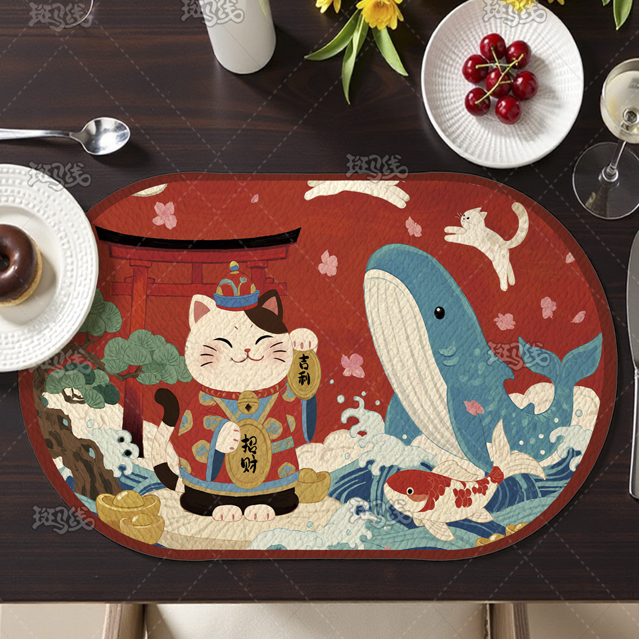 pvc日式餐垫碗垫硅胶防烫隔热桌垫防水防油垫子隔热垫午餐垫
