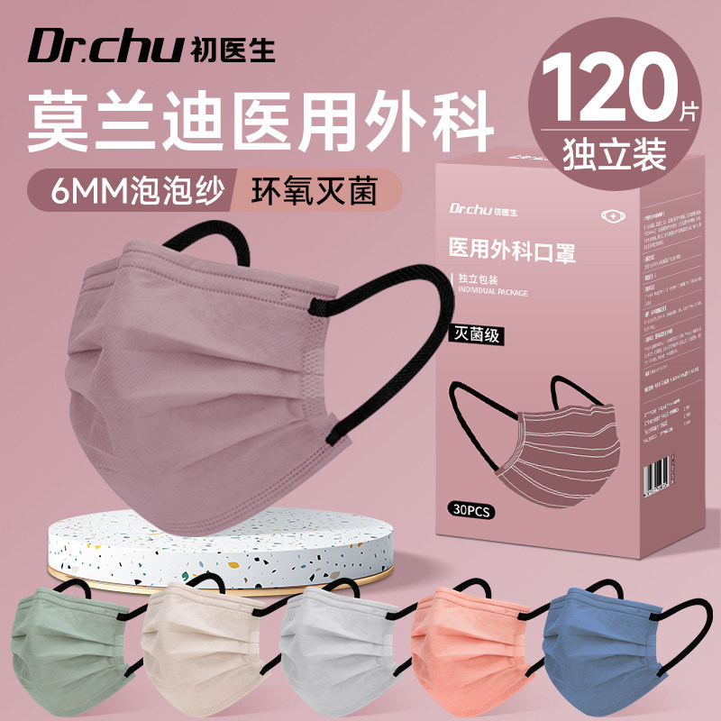 莫兰迪色女高颜值医用外科口罩图片
