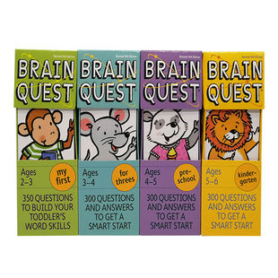 点读版 quest学前英语启蒙卡大脑任务4盒 英文BQ问答卡Brain